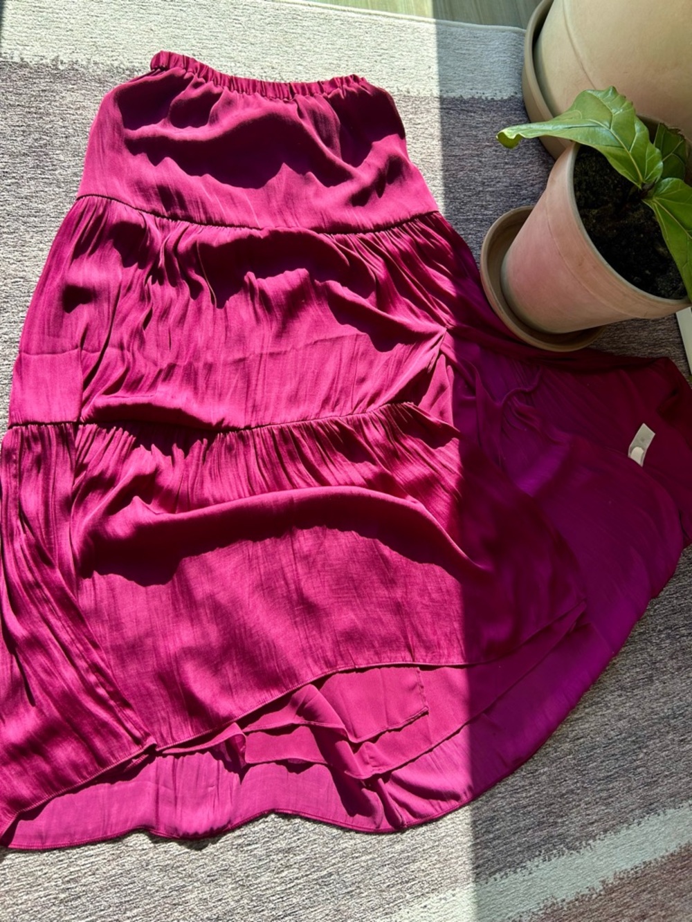 Banana Republic Magenta Tiered Maxi Skirt
